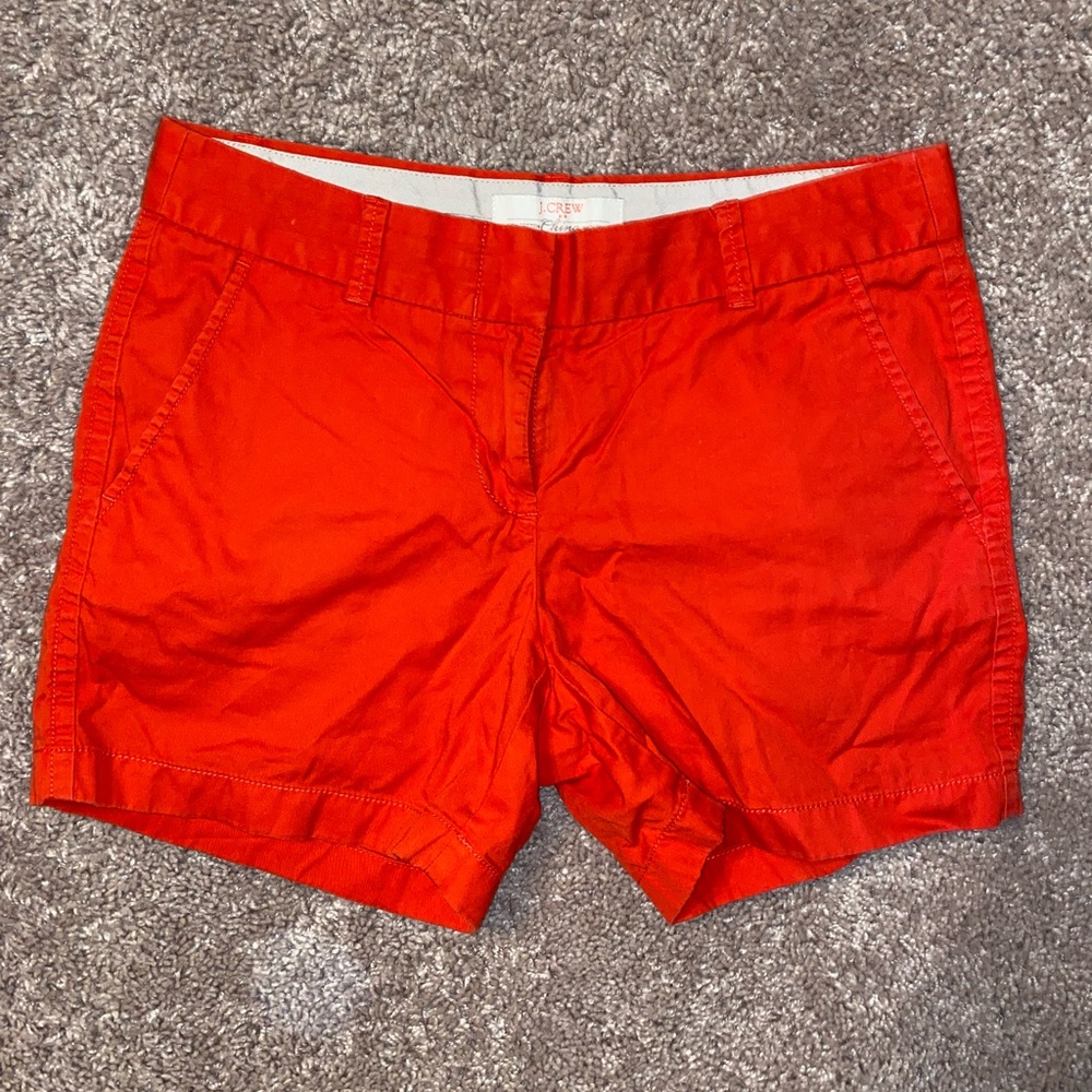 J. Crew chino shorts, bright red.